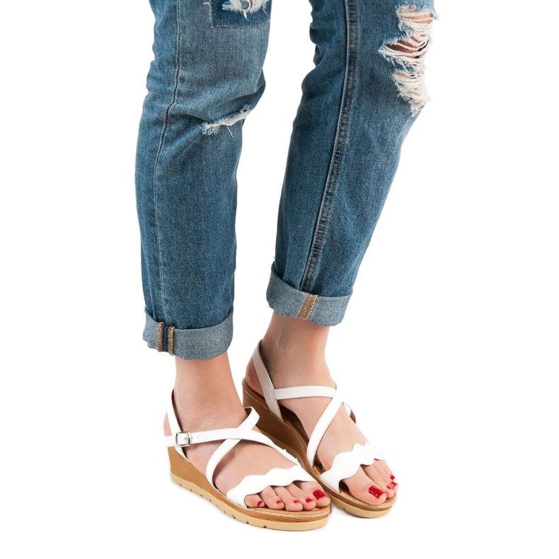 Best Shoes Sandalias de cuña blancas blanco 2