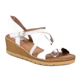 Best Shoes Sandalias de cuña blancas blanco 3