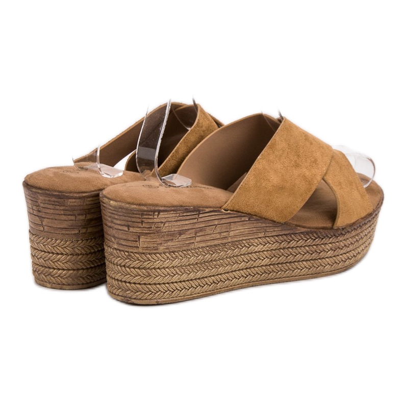 SHELOVET Sandalias de cuña camel marrón 1