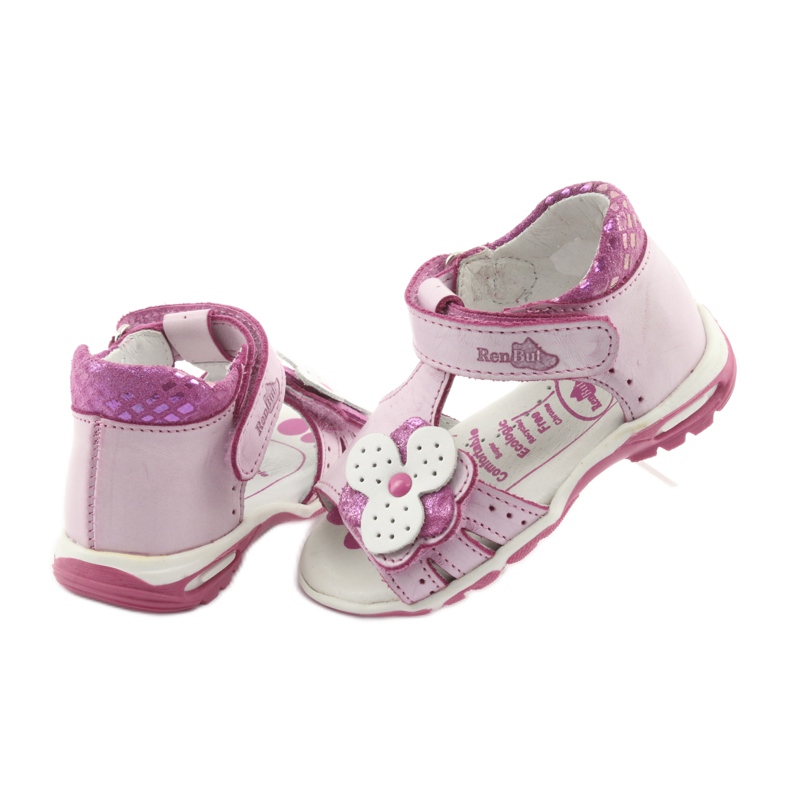 Sandalias rosas con flores Ren But 1406 blanco 5