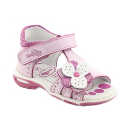 Sandalias rosas con flores Ren But 1406 rosado blanco 2