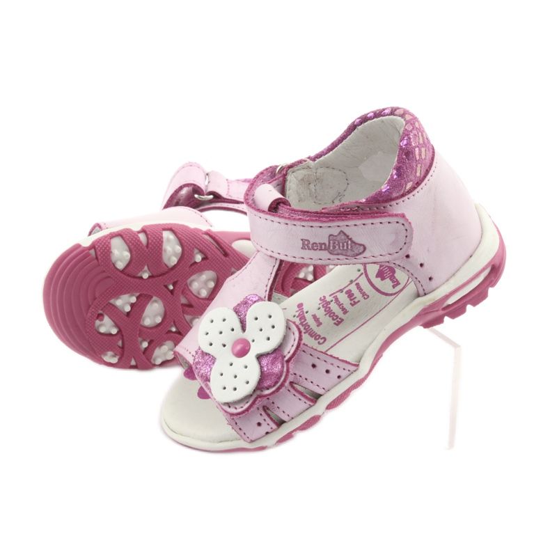 Sandalias rosas con flores Ren But 1406 blanco 6