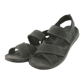 Riko Sandalias de cuero deportivo para hombres 852 Negro 3
