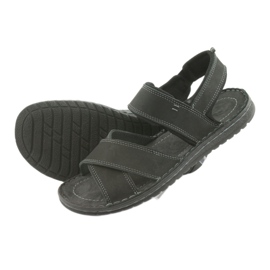 Riko Sandalias de cuero deportivo para hombres 852 Negro 4