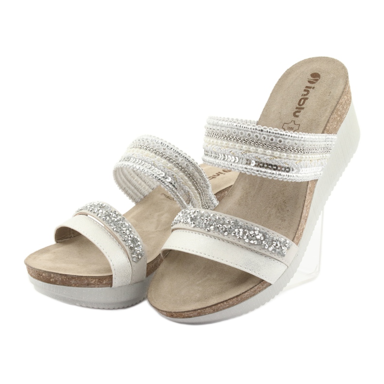 Pantuflas cuña plata INBLU EN010 blanco gris 3