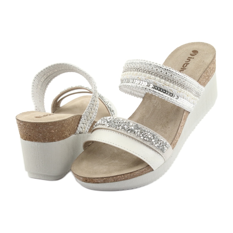 Pantuflas cuña plata INBLU EN010 blanco gris 4
