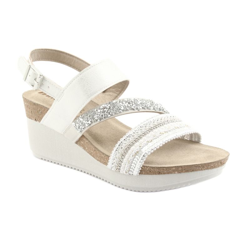 Sandalias cuña INBLU EN009 plata blanco gris 1