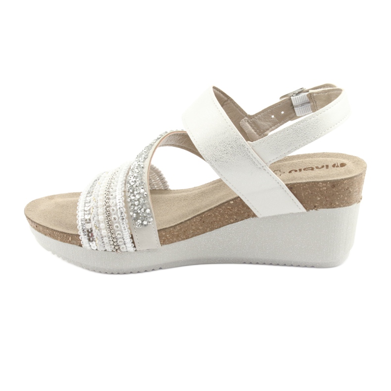 Sandalias cuña INBLU EN009 plata blanco gris 2