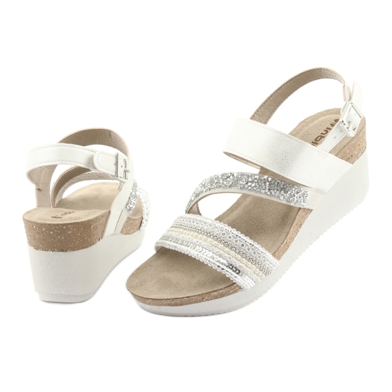 Sandalias cuña INBLU EN009 plata blanco gris 4