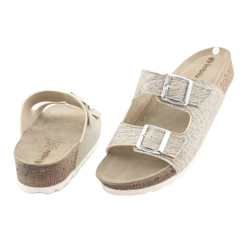 Zapatillas de mujer Inblu NM013 beige con partículas plateadas marrón gris 4