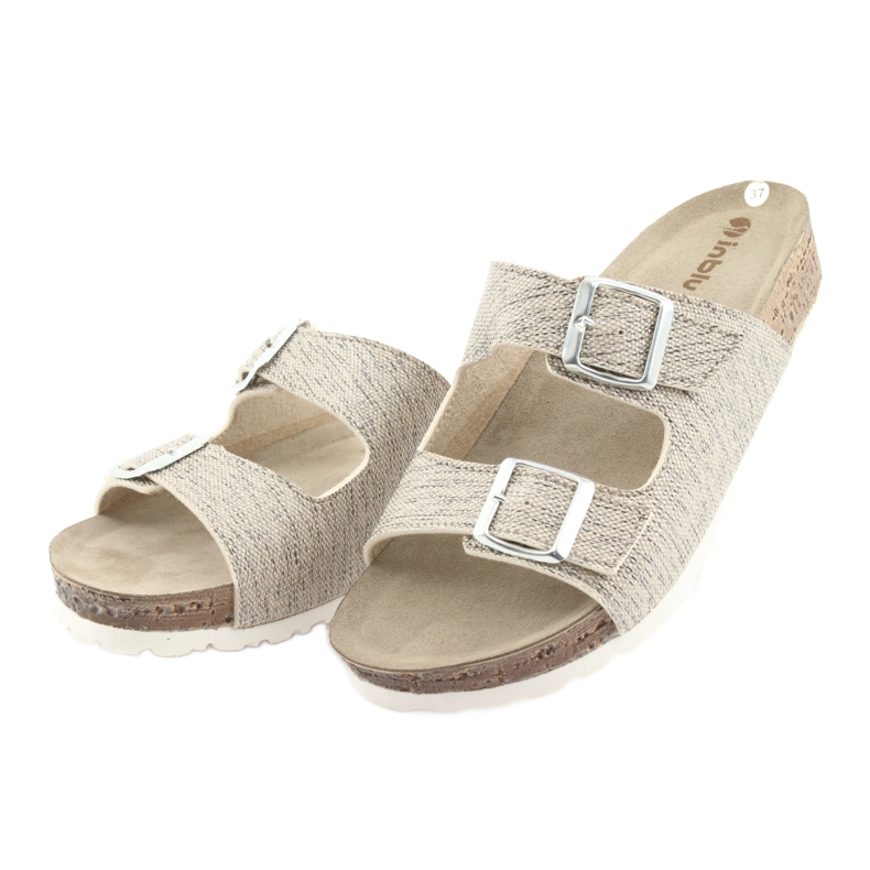 Zapatillas de mujer Inblu NM013 beige con partículas plateadas marrón gris 3