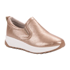 SHELOVET Zapatos sin cordones dorados rosado 3
