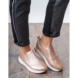 SHELOVET Zapatos sin cordones dorados rosado 2