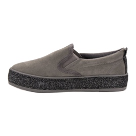 SHELOVET Slipons con suela de purpurina gris 4
