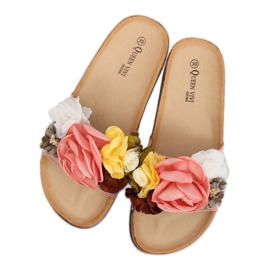 Pantuflas con flores rosa 218-170 Rosa 1