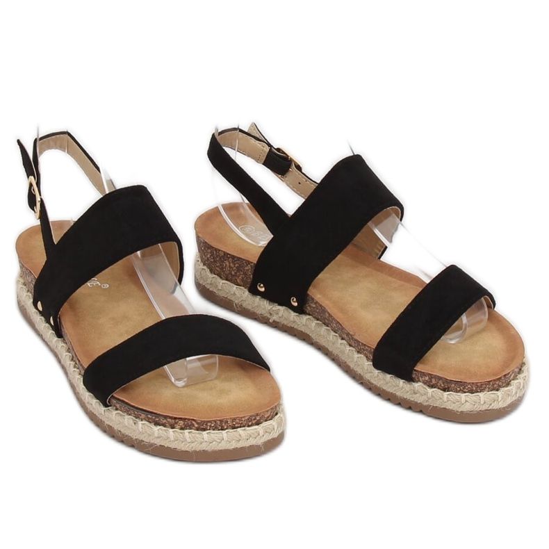 Sandalias negras con suela de corcho CH-118 Negro 2