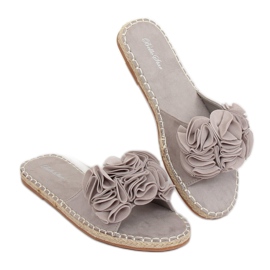 Gris Pantuflas grises de mujer L2777 Gris marrón 1