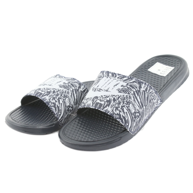 Chanclas Nike Benassi Just Do It Print 631261-403 blanco azul marino 2