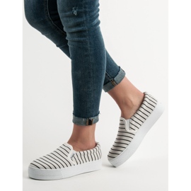SHELOVET Slipons de rayas blancas blanco 1