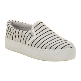 SHELOVET Slipons de rayas blancas blanco 2