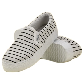 SHELOVET Slipons de rayas blancas blanco 4
