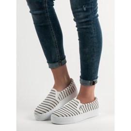 SHELOVET Slipons de rayas blancas blanco 5