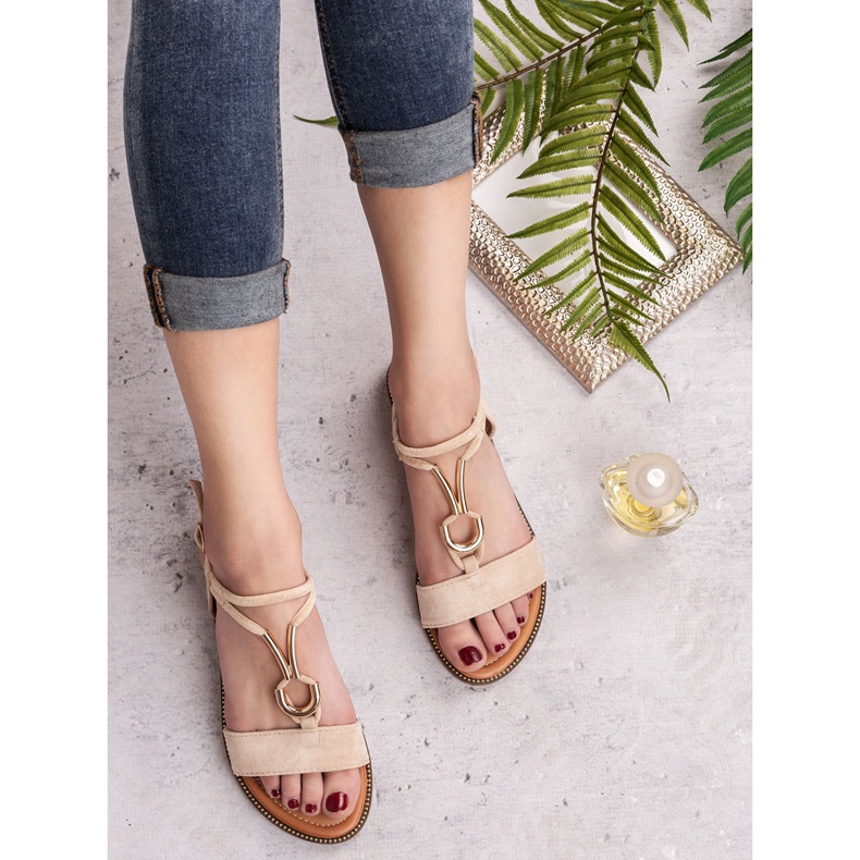 Laura Mode Sandalias de ante marrón 1