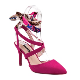 Milaya Stilettos atados con una cinta rosado 2