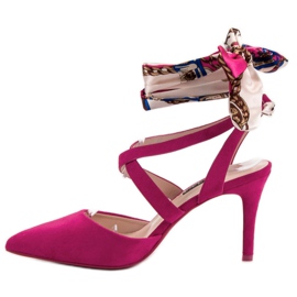 Milaya Stilettos atados con una cinta rosado 3