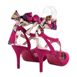 Milaya Stilettos atados con una cinta rosado 4