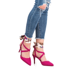 Milaya Stilettos atados con una cinta rosado 8
