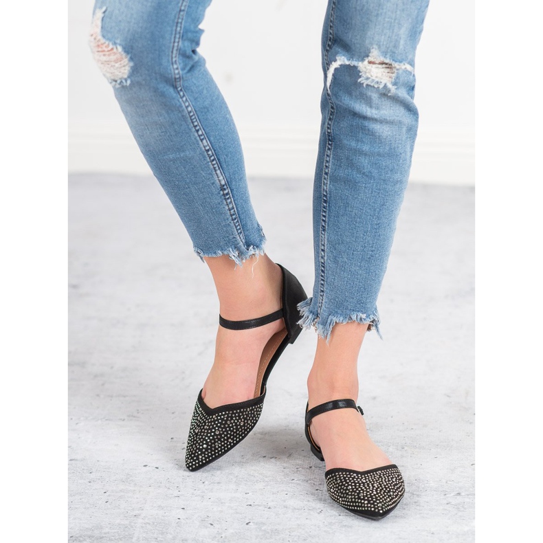 Primavera Bailarinas Abrochadas Con Circonita Cúbica negro 2 Primavera Bailarinas Abrochadas Con Circonita Cúbica negro 2