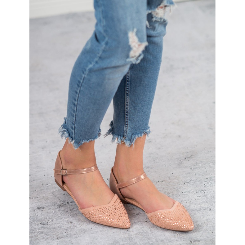 Primavera Bailarinas Abrochadas Con Circonita Cúbica rosado 2