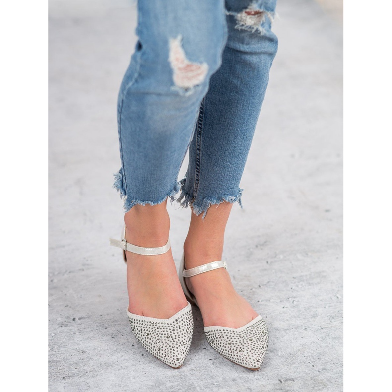 Primavera Bailarinas Abrochadas Con Circonita Cúbica gris 2 Primavera Bailarinas Abrochadas Con Circonita Cúbica gris 2