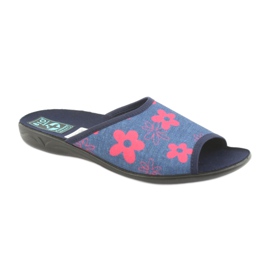 Zapatillas de mujer con flores Adanex azul marino rosado 1