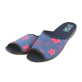 Zapatillas de mujer con flores Adanex azul marino rosa 3