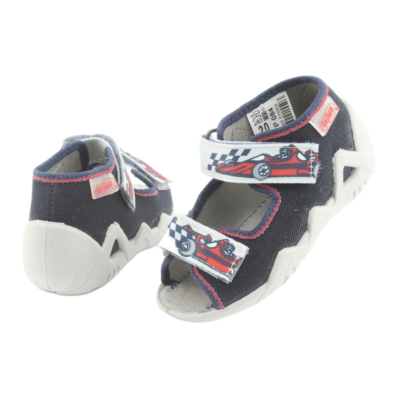 Zapatillas para niños de Befado 250p084 azul marino/rojo con un automóvil gris 4