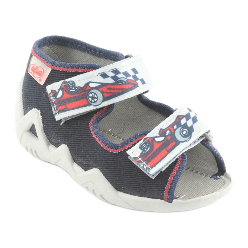 Zapatillas para niños de Befado 250p084 azul marino/rojo con un automóvil gris 1