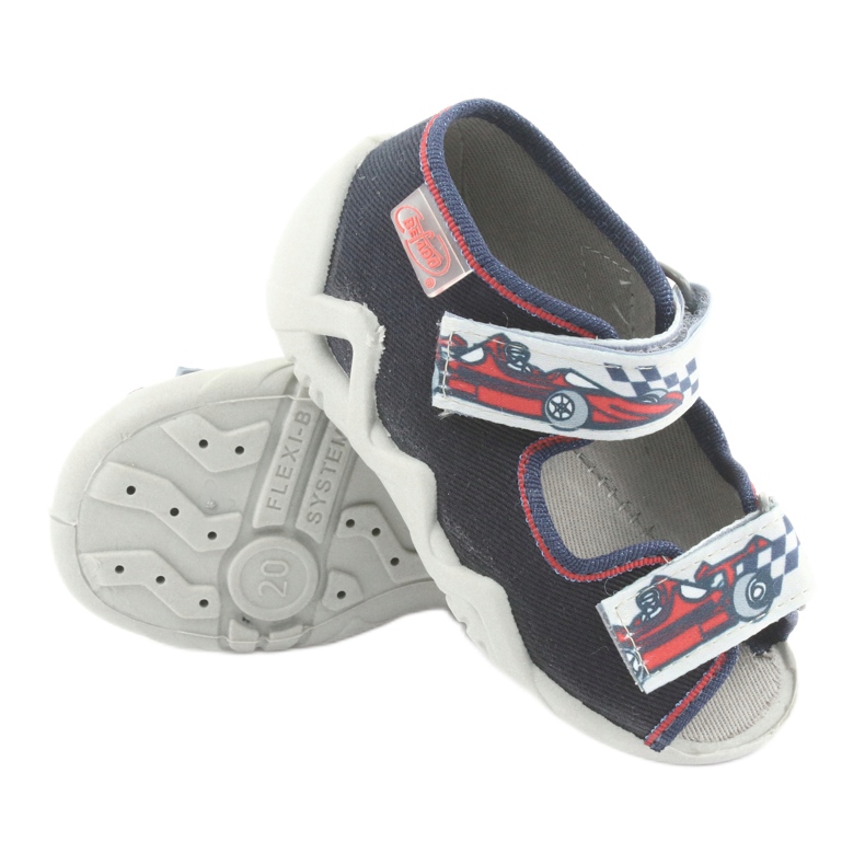 Zapatillas para niños de Befado 250p084 azul marino/rojo con un automóvil gris 3