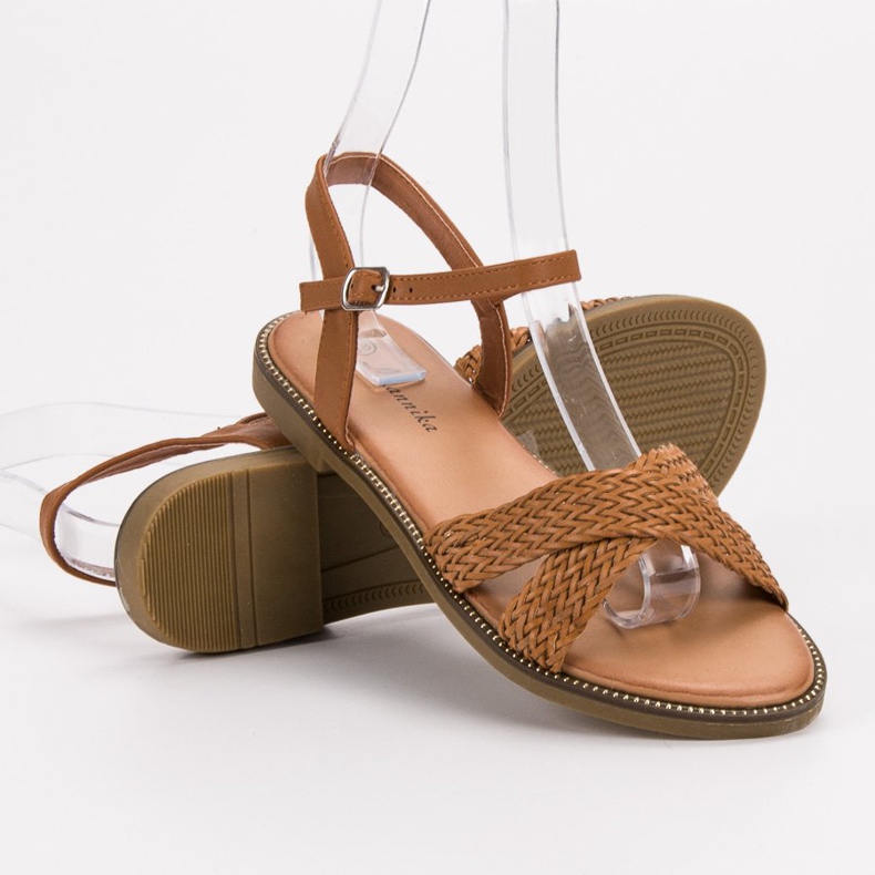 SHELOVET Sandalias camel marrón 1