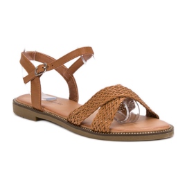 SHELOVET Sandalias camel marrón 3