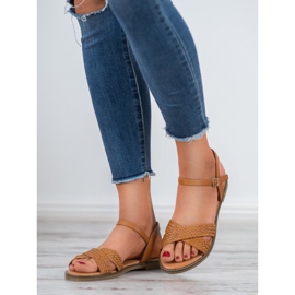 SHELOVET Sandalias camel marrón 5