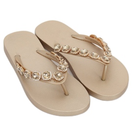 Elegantes chanclas con piedras doradas JH69 Gold dorado 1