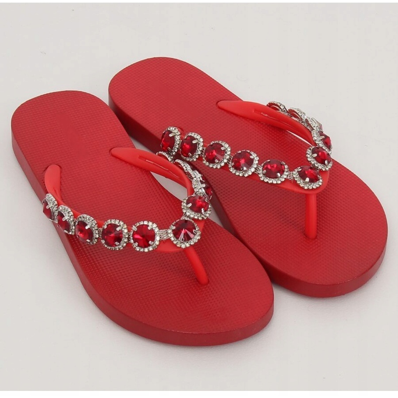 Elegantes chanclas con piedras rojas JH69 rojo 1
