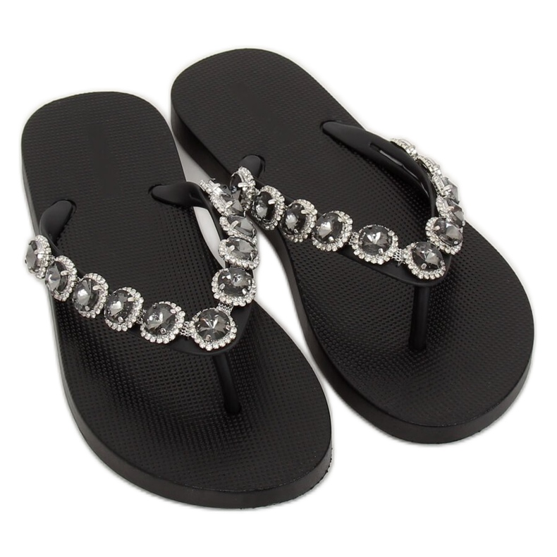 Elegantes chanclas negras con piedras JH69 Negro 1