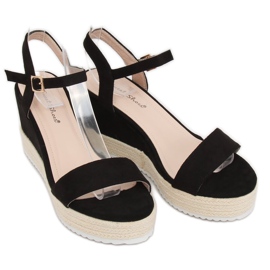 Sandalias negras en una cuña alpargatas negras LY9109 Negra negro 3