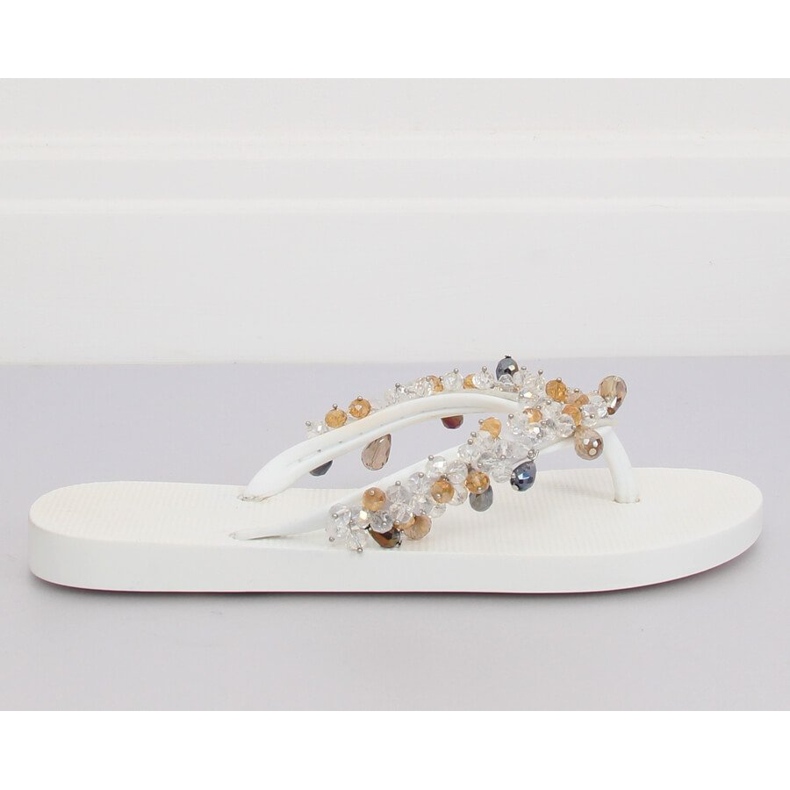 Chanclas blancas con cuentas blancas JH68 blanco 2