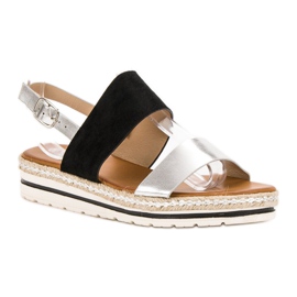 SHELOVET Sandalias cómodas negro gris 4