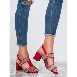Goodin Sandalias de tacón rojo 3
