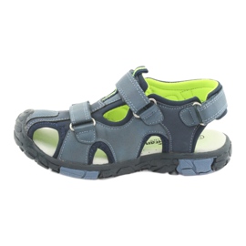 American Club Sandalias para niños con aplicación de cuero americano DR02 azul marino azul verde 2